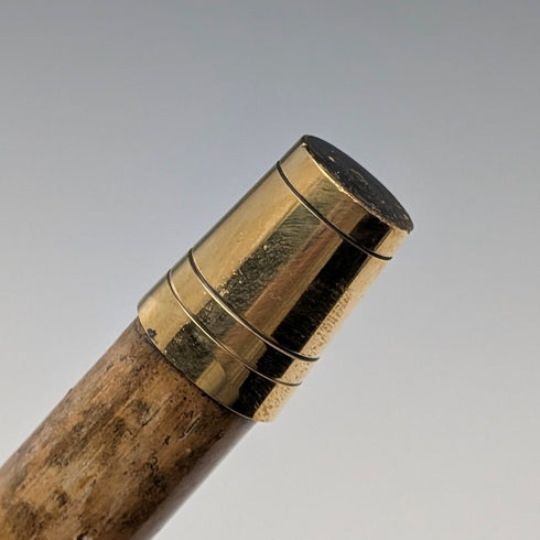 Vintage horn crop handle sterling silver decorated walking stick 85cm